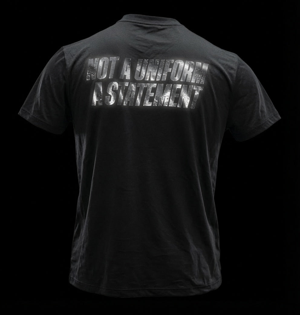 Not A Uniform. A Statement Tee — Reflective Drop-Shoulder